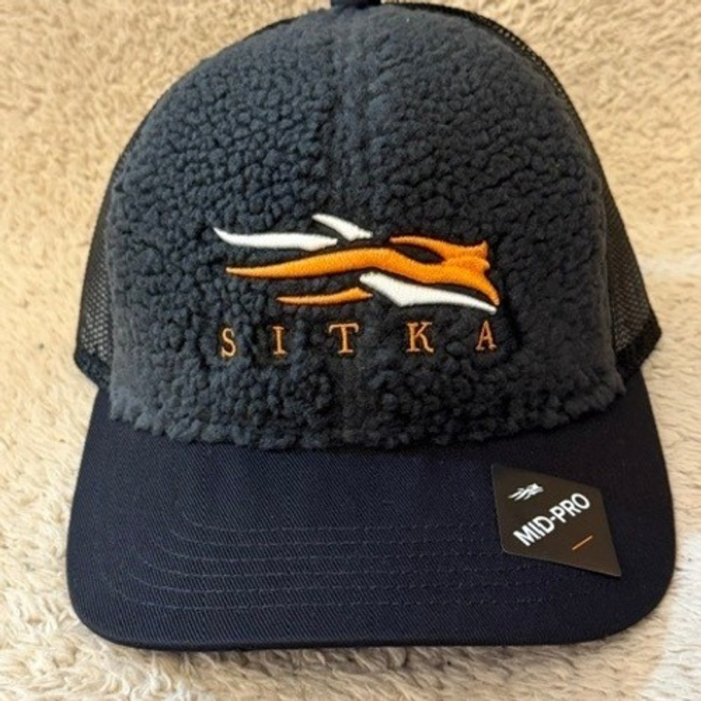 Sitka Gear Fanatic Mid Pro Trucker Hat Black Fleece Mesh‎ Snapback 600440 NEW